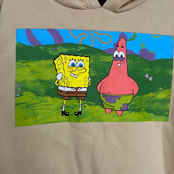 Nickelodeon Tan Hoodie Sweatshirt Spongebob Patrick Star Unisex Novelty Size S - Picture 4 of 10